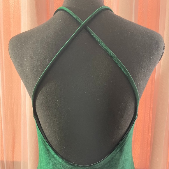 NBD X Revolve Hunter Green Velvet Side Slits Maxi Dress - Size S - Picture 5 of 6